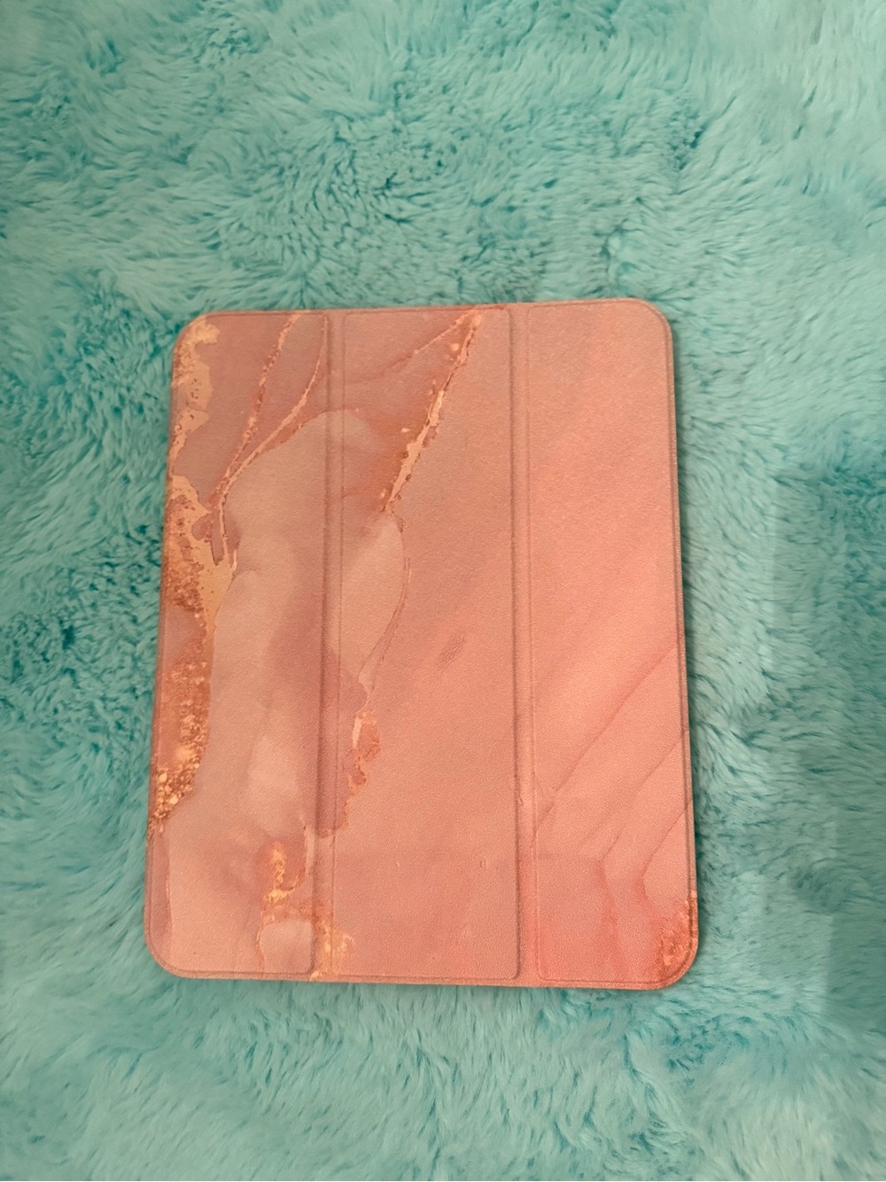 SHEIN Pink Marble Tablet Cover with Gold Veining